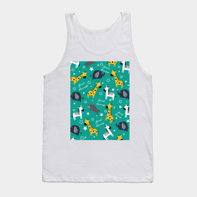 Sweet dreams little one zoo animals cute pattern sea green Tank Top by Arch4Design